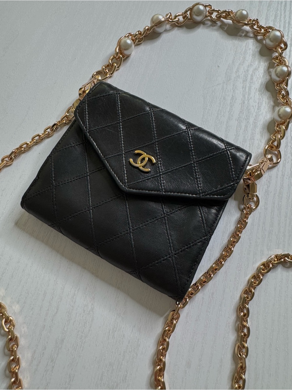 Authentic Vintage Chanel CC Wallet on Chain Black Quilted Leather Crossbody Bag - Picture 6 of 16